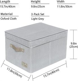 img 1 attached to 📦 Folding Clothes Storage Bag, Set of 3, 30L Capacity each, Waterproof Storage Bins Organizer with Lid, Collapsible Storage Cube Boxes with Handle for Closet, Nursery, Home, Bedding, Size 15.7x11.8x9.8 inches
