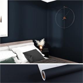 img 4 attached to 🔵 VEELIKE 15.7"x118" Solid Navy Blue Peel and Stick Wallpaper: Removable, Waterproof, Self-Adhesive for Bedroom, Kitchen, Walls, Cabinets