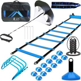 img 4 attached to 🏋️ Agility Ladder Training Set with Parachute, Hurdles, Disc Cones, Jump Rope, and Resistance Band