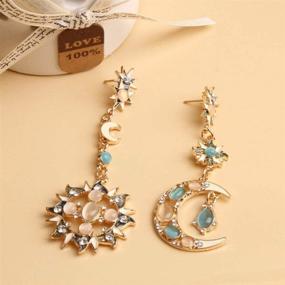 img 1 attached to 💎 Smalllove Mismatched Rhinestone Girls' Jewelry Set with Crescent Asymmetrical Design