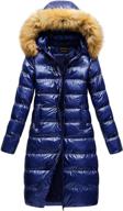 stylish creatmo women's long winter jacket: metallic shiny puffer warm coat with belt - stay fashionable & cozy! logo