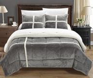 🛏️ chic home 2 piece chloe sherpa comforter set, twin x-long, silver: cozy and stylish bedding logo