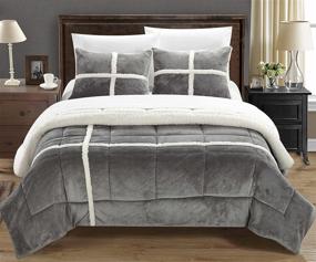 img 2 attached to 🛏️ Chic Home 2 Piece Chloe Sherpa Comforter Set, Twin X-Long, Silver: Cozy and Stylish Bedding