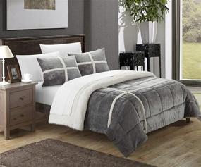 img 1 attached to 🛏️ Chic Home 2 Piece Chloe Sherpa Comforter Set, Twin X-Long, Silver: Cozy and Stylish Bedding