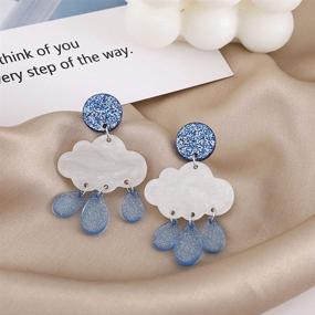 img 2 attached to ☁️ Cloud Raindrop Acrylic Stud Earrings - Adorable Clouds & Water Droplets Dangle Jewelry for Ladies