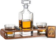 premium whiskey stones gift set for men: whiskey decanter set with wood stand, bourbon decanter, scotch glasses, and 8 granite whiskey stones - perfect gift for whiskey lovers, dad, husband, boyfriend logo