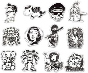 img 2 attached to 🖤 Honch Vinyl Black and White Stickers Pack - 50 Decals for Laptops, iPad, Cars, Luggage, Suitcases, Water Bottles, Helmets
