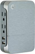 🔌 ge pro 2-outlet extender с 2 портами usb, устройство защиты от скачков напряжения, боковой доступ, настенный адаптер, 3-х контактная вилка, 860 джоулей, 2.4 ампер/12 ватт ультра-заряд, гарантия, серебряный, оптимизированный для seo, 33642 логотип