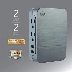 img 3 attached to 🔌 GE Pro 2-Outlet Extender с 2 портами USB, устройство защиты от скачков напряжения, боковой доступ, настенный адаптер, 3-х контактная вилка, 860 Джоулей, 2.4 Ампер/12 Ватт Ультра-Заряд, Гарантия, Серебряный, Оптимизированный для SEO, 33642