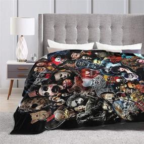 img 1 attached to 👻 Cozy Micro Fleece Horror Movie Character Blanket - Warm Lightweight Halloween Throw - Comfortable Bed Blankets for Home Decor - All Season Couch Sofa Chair Living Room Blanket - 50"x40