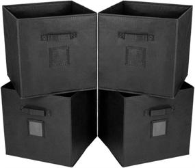 img 4 attached to 📦 Sofier 13 Inch Cube Storage Bins 4 Pack - Large Collapsible Storage Cubes with Sturdy Extra Thick Boards, Dual Handles - Ideal for Shelves, Cube Organizer, Closet, Nursery, Toys, and Office - Black