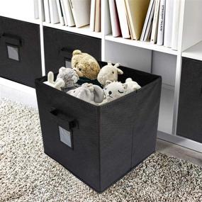 img 1 attached to 📦 Sofier 13 Inch Cube Storage Bins 4 Pack - Large Collapsible Storage Cubes with Sturdy Extra Thick Boards, Dual Handles - Ideal for Shelves, Cube Organizer, Closet, Nursery, Toys, and Office - Black