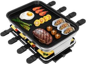 img 4 attached to 🍽️ VEEDA Electric Smokeless Indoor Grill, Raclette Table Grill - Korean BBQ Grill 1500W Rapid Heating with Detachable 2 in 1 Non-Stick Grill Tray & 8 Cheese Melting Pans for Parties and Family Entertainment, Dishwasher Safe