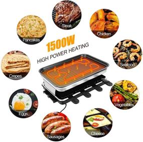 img 3 attached to 🍽️ VEEDA Electric Smokeless Indoor Grill, Raclette Table Grill - Korean BBQ Grill 1500W Rapid Heating with Detachable 2 in 1 Non-Stick Grill Tray & 8 Cheese Melting Pans for Parties and Family Entertainment, Dishwasher Safe