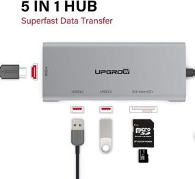 img 3 attached to UPGROW USB C to HDMI Hub: 5 in 1 Adapter with 4K@30Hz HDMI, 2 🔌 USB 3.0 Ports, SD/TF Card Reader - Compatible with MacBook Pro, ChromeBook, Dell XPS & more!