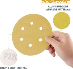 img 1 attached to 🔄 High-Quality POWERTEC 45222G-50 Gold 6” Hook and Loop Sanding Disc – 50 Pack, 220 Grit