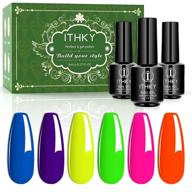 💅 ithky gel nail polish kit - 6 neon colors, soak off uv led, diy home manicure nail art set for her logo