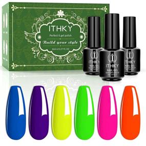 img 4 attached to 💅 ITHKY Gel Nail Polish Kit - 6 Neon Colors, Soak Off UV LED, DIY Home Manicure Nail Art Set for Her