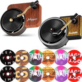 img 4 attached to 🎶 Set of 2 Car Retro Record Player Décor Fragrance Diffuser Clips with 12 Aromatherapy Tablets and Replacement Pads