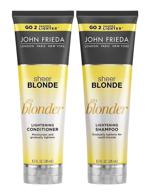 john frieda sheer blonde go blonder: new lightening shampoo and conditioner, 8.3 fl oz - achieve brighter blonde hair! logo