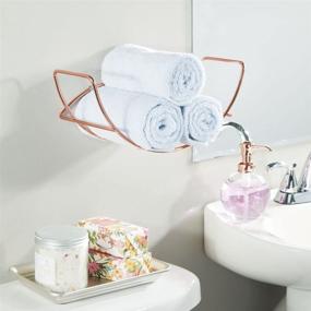 img 3 attached to 🌹 mDesign Rose Gold Metal Bathroom Wall Mount Towel Rack Organizer - Stylish Storage for Bath Sheets, Washcloths, Hand or Face Towels