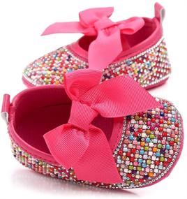 img 1 attached to 👑 Sparkly Bow Diamonds Princess Dress Shoes for Baby Girls - Mary Jane Flats with Anti-Slip Soles, Perfect for Infant Crib