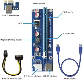 img 1 attached to 💻 Адаптер расширения PCIe на 6 контактов для подключения 1x к 16x | Гибкий кабель-адаптер для поднятия GPU для майнинга | Питание от SATA | Майнинг биткоинов и криптовалюты Ethereum ETH