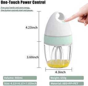 img 3 attached to 🥚 MIGECON Hand-Free Electric Egg Stand Mixer with Milk Frother - Wireless Whisk for Food Whipping, Whisking Egg Whites, Baking Cakes, Mixing Chocolate Milk (900ml)