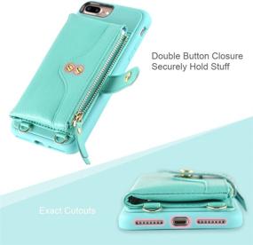 img 1 attached to 📱 LAMEEKU Wallet Case for iPhone 7 Plus/8 Plus - Green, with Card Holder, Wrist Chain, Crossbody Strap, and Zipper Case: A Perfect Fit for 5.5-inch iPhones