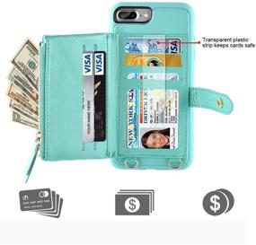 img 2 attached to 📱 LAMEEKU Wallet Case for iPhone 7 Plus/8 Plus - Green, with Card Holder, Wrist Chain, Crossbody Strap, and Zipper Case: A Perfect Fit for 5.5-inch iPhones