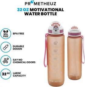 img 3 attached to PROMETHEUZ 32 oz Rose Gold Motivational Water Bottle with Time Marker, 💧 Straw, and Fast Flow, Leakproof Tritan BPA-Free for Sports, Fitness and Healthy Hydration