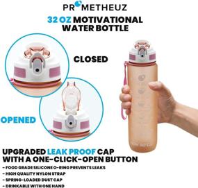 img 2 attached to PROMETHEUZ 32 oz Rose Gold Motivational Water Bottle with Time Marker, 💧 Straw, and Fast Flow, Leakproof Tritan BPA-Free for Sports, Fitness and Healthy Hydration