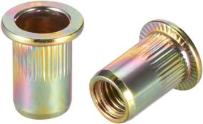 img 3 attached to 🔩 uxcell M8 Carbon Steel Rivet Nuts Flat Head Insert Yellow Zinc Plated - Pack of 10