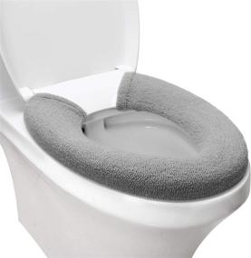 img 4 attached to 🚽 SENOMOR Grey Toilet Seat Cover: Soft, Thicker & Washable Fiber Cloth for Easy Installation and Cleaning