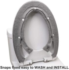 img 3 attached to 🚽 SENOMOR Grey Toilet Seat Cover: Soft, Thicker & Washable Fiber Cloth for Easy Installation and Cleaning