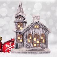 christmas village snow building houses town with warm led light - battery-operated decorative ornament for a festive season logo