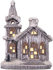 img 3 attached to Christmas Village Snow Building Houses Town with Warm LED Light - Battery-Operated Decorative Ornament for a Festive Season