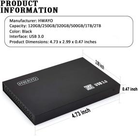 img 3 attached to HWAYO 2.5 '' 320 ГБ ультратонкий портативный внешний жесткий диск 💻 - USB 3.0, черный: идеально подходит для консоли Xbox One, ПК, хранения на ноутбуке