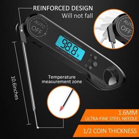 img 2 attached to 🥩 Cuteadoy Meat Thermometer: IP67 Waterproof, Fast Folding Digital Instant Read, BBQ Thermometer with Calibration and Backlit Function Cooking - Black01