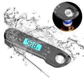 img 4 attached to 🥩 Cuteadoy Meat Thermometer: IP67 Waterproof, Fast Folding Digital Instant Read, BBQ Thermometer with Calibration and Backlit Function Cooking - Black01