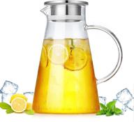 2 liter glass pitcher with lid: ideal for juice, iced tea & more - heat-resistant, handle included logo