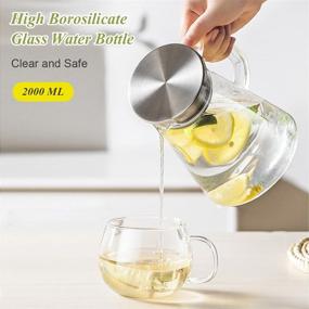 img 1 attached to 2 Liter Glass Pitcher with Lid: Ideal for Juice, Iced Tea & More - Heat-Resistant, Handle Included