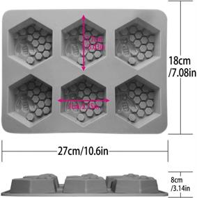 img 3 attached to 🐝 Silicone Soap Molds Set of 4 - CNYMANY 3D Bee Honeycomb Shape Muffin Mould Kitchen Pastry Baking Pan for Candle Cake Jello Bath Bomb Candy Cupcake in Grey