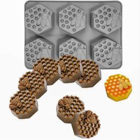 img 1 attached to 🐝 Silicone Soap Molds Set of 4 - CNYMANY 3D Bee Honeycomb Shape Muffin Mould Kitchen Pastry Baking Pan for Candle Cake Jello Bath Bomb Candy Cupcake in Grey