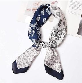 img 1 attached to Satin Silk Square Handkerchief: Women's Fashion Headscarf for Neck, Hair Wraps & Neck Ties