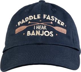 img 3 attached to Ann Arbor T-shirt Co. Paddle Faster, I Hear Banjos: Funny Camping Baseball Cap for River Rafting, Canoeing, and Kayaking - Navy Blue Dad Hat