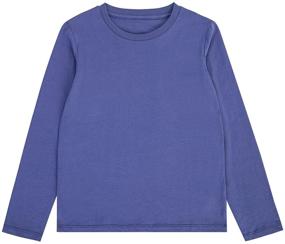 img 3 attached to UNACOO Unisex Kids 2-Pack Long Sleeve Crewneck T-Shirt: 100% Cotton, Age 3-12 Years