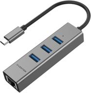 🔌 lention usb c to 3-port usb 3.0 hub with gigabit ethernet for macbook pro 13/15/16, mac air/ipad pro, chromebook and more – stable driver adapter (cb-c23s, space gray) logo