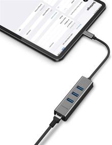 img 1 attached to 🔌 LENTION USB C to 3-Port USB 3.0 Hub with Gigabit Ethernet for MacBook Pro 13/15/16, Mac Air/iPad Pro, Chromebook and More – Stable Driver Adapter (CB-C23s, Space Gray)