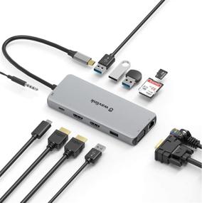 img 4 attached to 🔌 Enhanced Connectivity and Power: WAVLINK Triple Display USB C Hub with HDMI, VGA, 87W PD Charging, LAN, and 4 USB Ports for MacBook/MacBook Pro 2017+, MacBook Air, Chromebook Pixel, Surface Book 2 and More